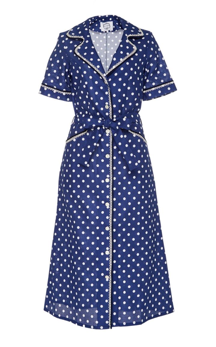 Evi Grintela Gloria Polka-dot Cotton Midi Shirt Dress