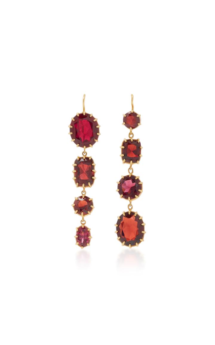 Renee Lewis Antique 18k Gold And Garnet Earrings