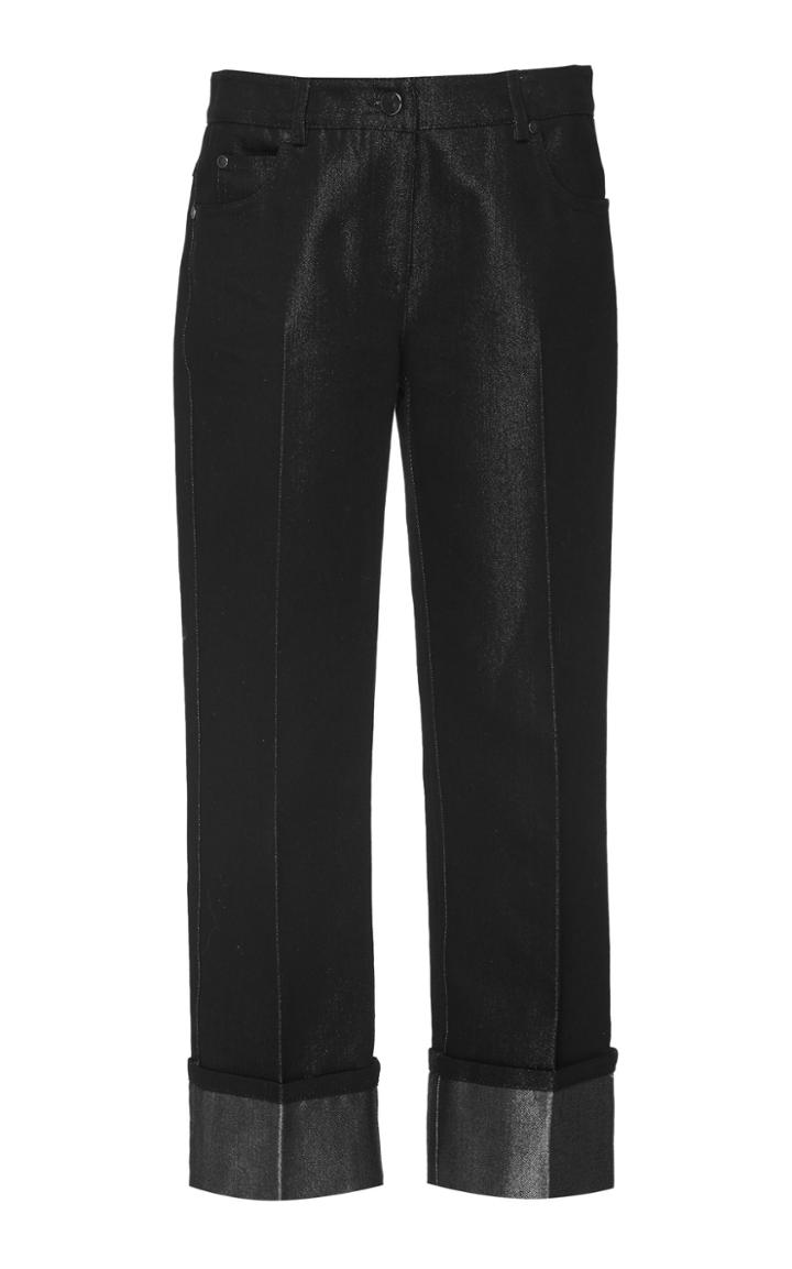 Michael Kors Collection Monogrammed Metallic Straight-leg Jeans