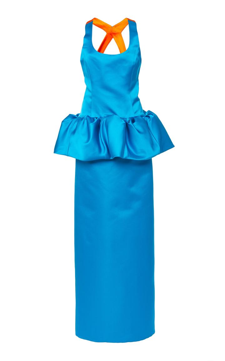 Prabal Gurung Sikki Double-face Satin Peplum Gown