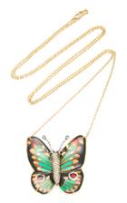 Silvia Furmanovich Green Butterfly Marquetry Necklace