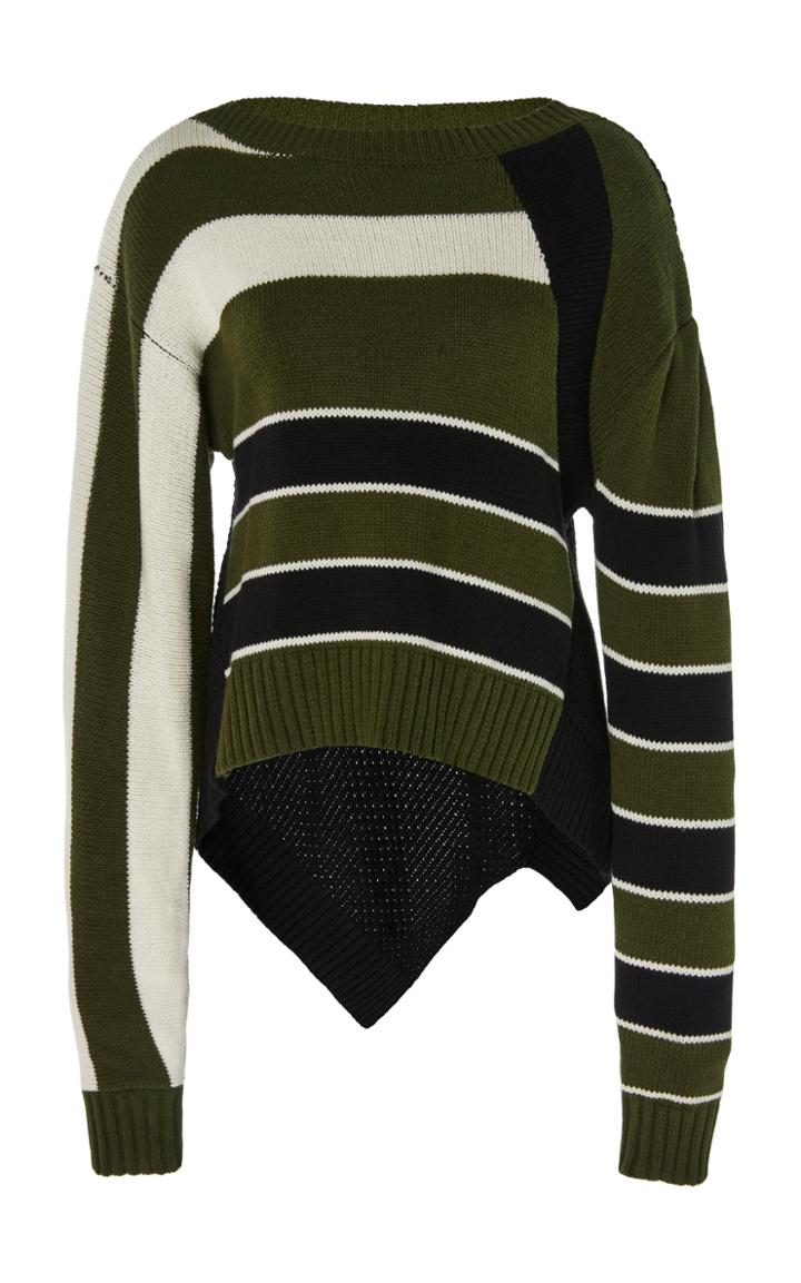 Preen Line Christina Asymmetric Striped Knitted Sweater