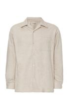 Camoshita Open Collar Flannel Wool-blend Dress Shirt Size: S