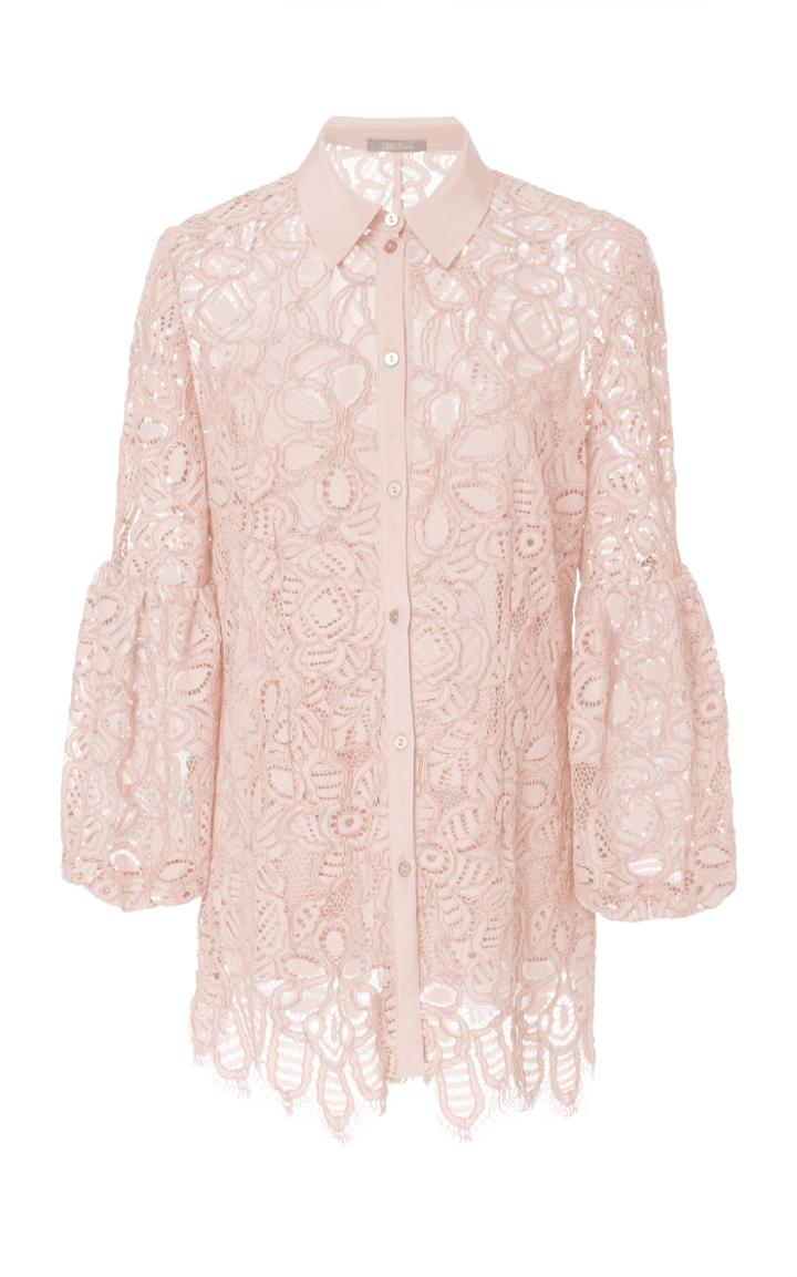 Lela Rose Full Sleeve Floral Corded Lace Shirt