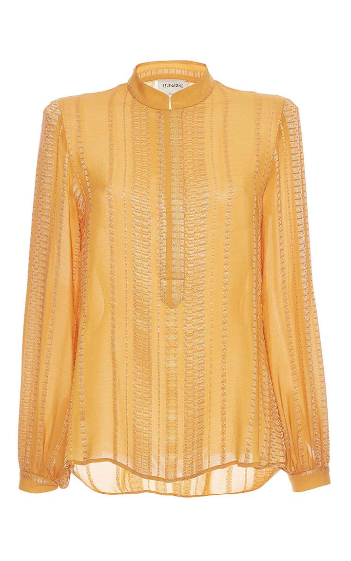 Zeus + Dione Hera Silk Mao Collar Blouse