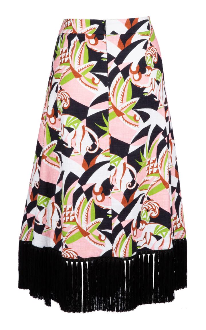 La Doublej Jungle Fringe Cotton Blend Skirt