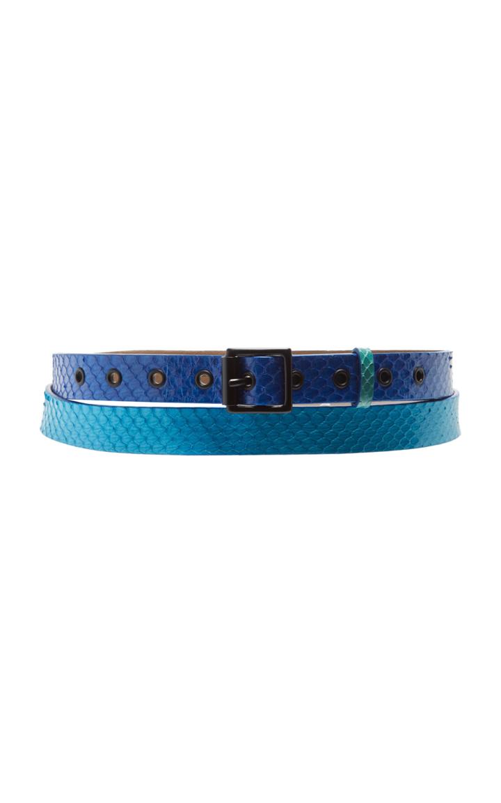 Carolina Herrera Thin Double Wrap Water Snake Belt