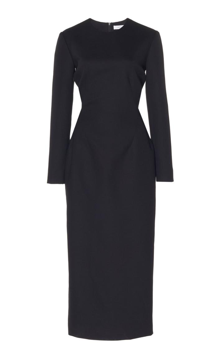 Christopher Esber Long-sleeve Contoured Tie-detail Wool-blend Dress