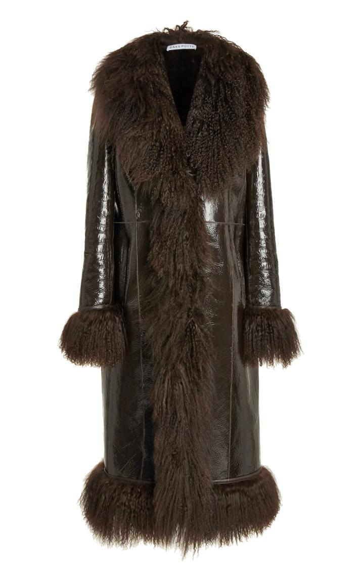 Moda Operandi Saks Potts Bonnie Fringed Coated Shearling Long Coat