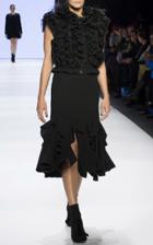Amelia Toro Sleeveless Wool Crepe Ruffled Dress