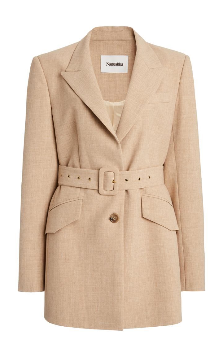 Moda Operandi Nanushka Honor Belted Crepe Blazer