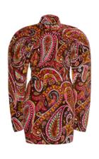 Rotate Paisley Print Velvet Mini Dress