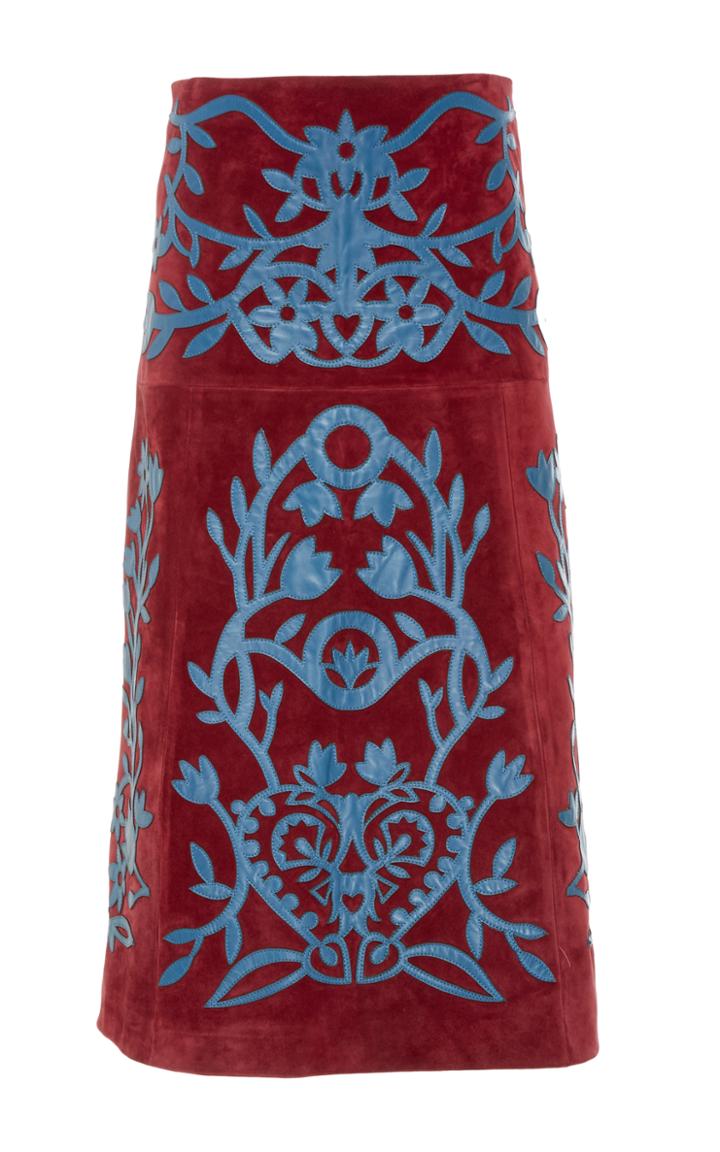 Red Valentino Suede Midi Skirt