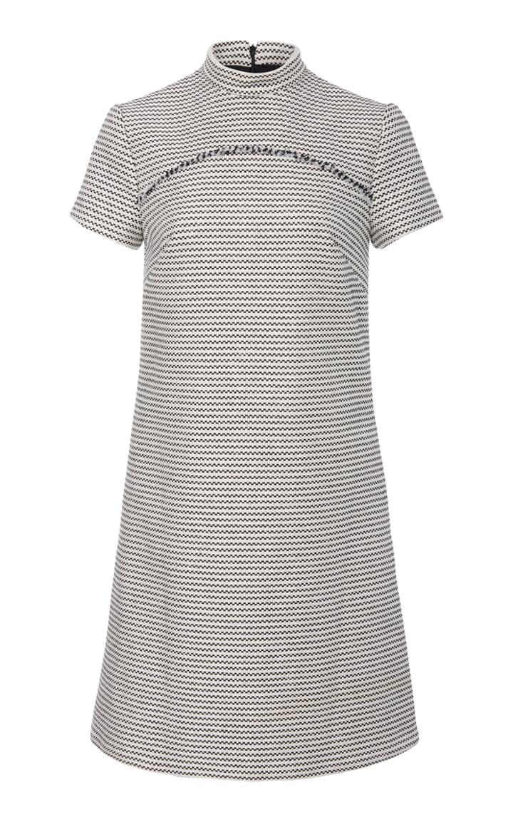 Brandon Maxwell Cap Sleeve Tweed Dress