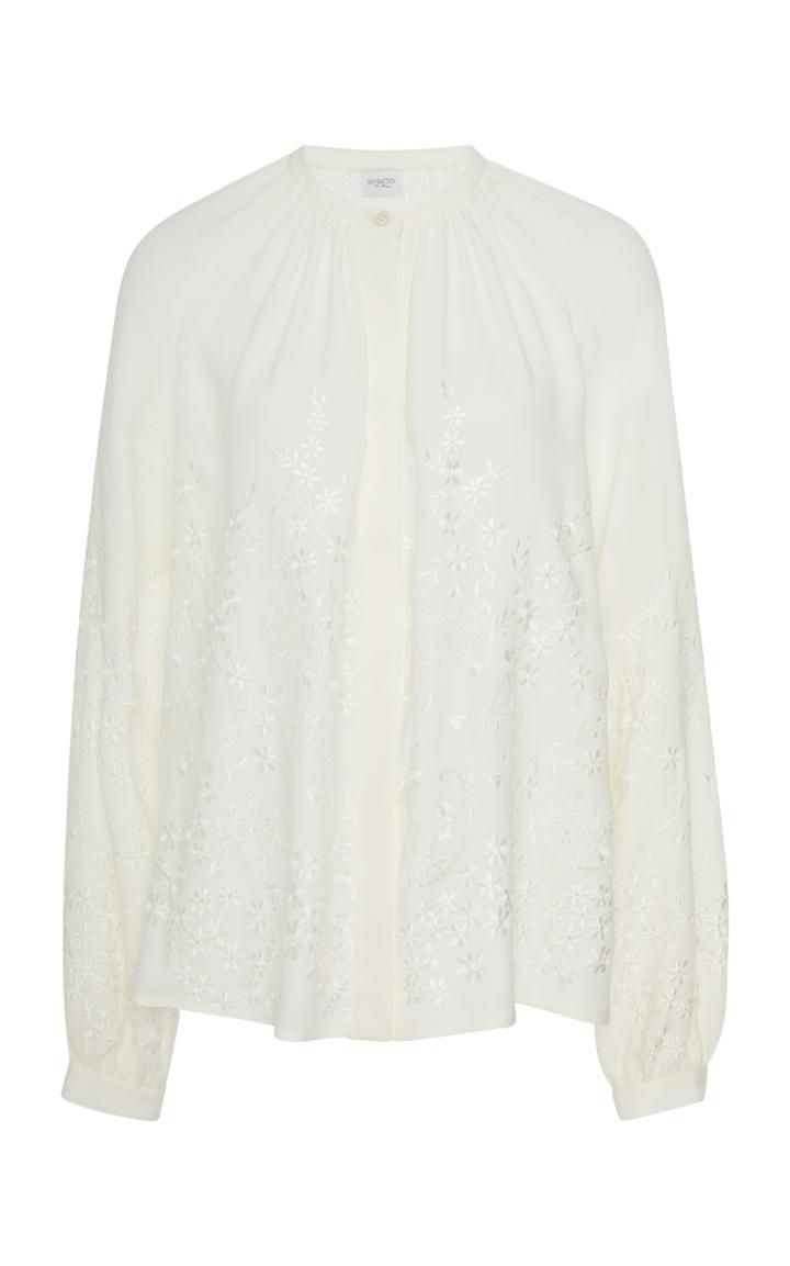 Giambattista Valli Eyelet Long Sleeve Blouse