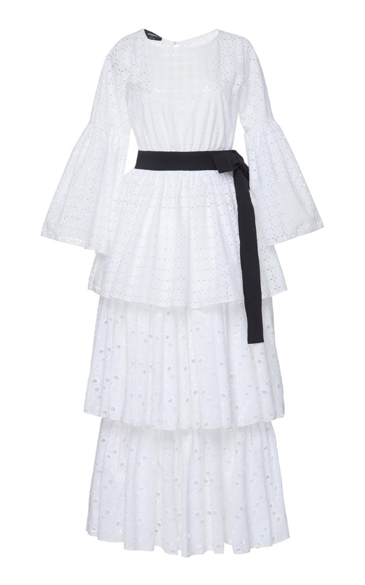 Rochas Ora Eyelet Tiered Maxi Dress