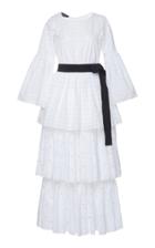 Rochas Ora Eyelet Tiered Maxi Dress