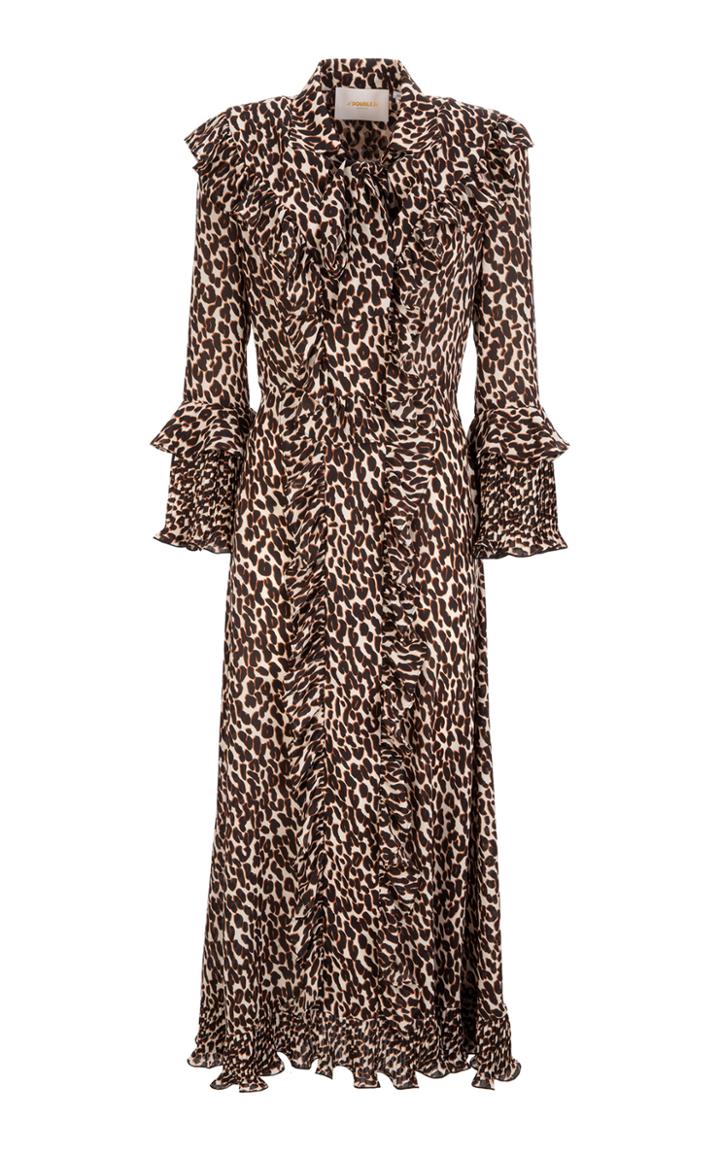 La Doublej Ruffled Printed Chiffon Dress