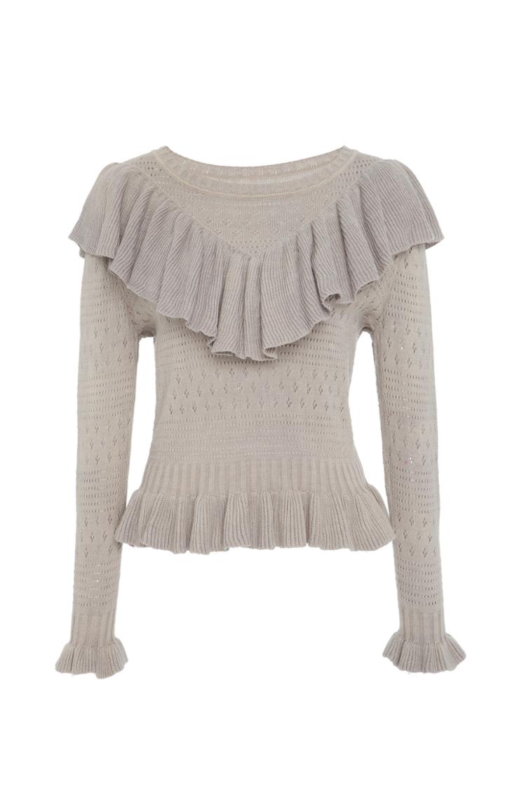 Loveshackfancy Danielle Eyelet Sweater