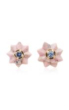 Alice Cicolini Summer Snow 9k Gold Rhodochrosite And Tanzanite Earrings