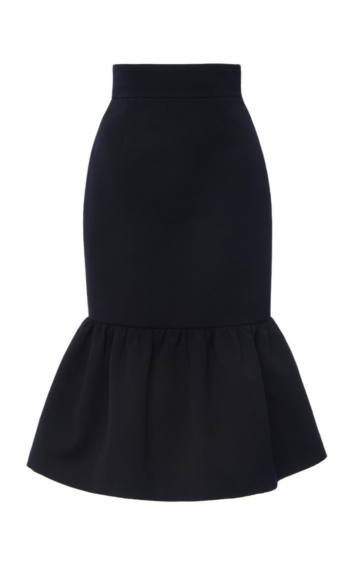 Miu Miu Ruffled Wool Cady Midi Skirt