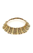 Fred Leighton 18k Yellow Gold Choker Necklace With Blackened Gold Mountings And Diamond Curved Bars