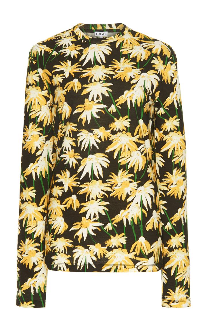 Loewe Floral-print Cotton-jersey T-shirt Size: Xs