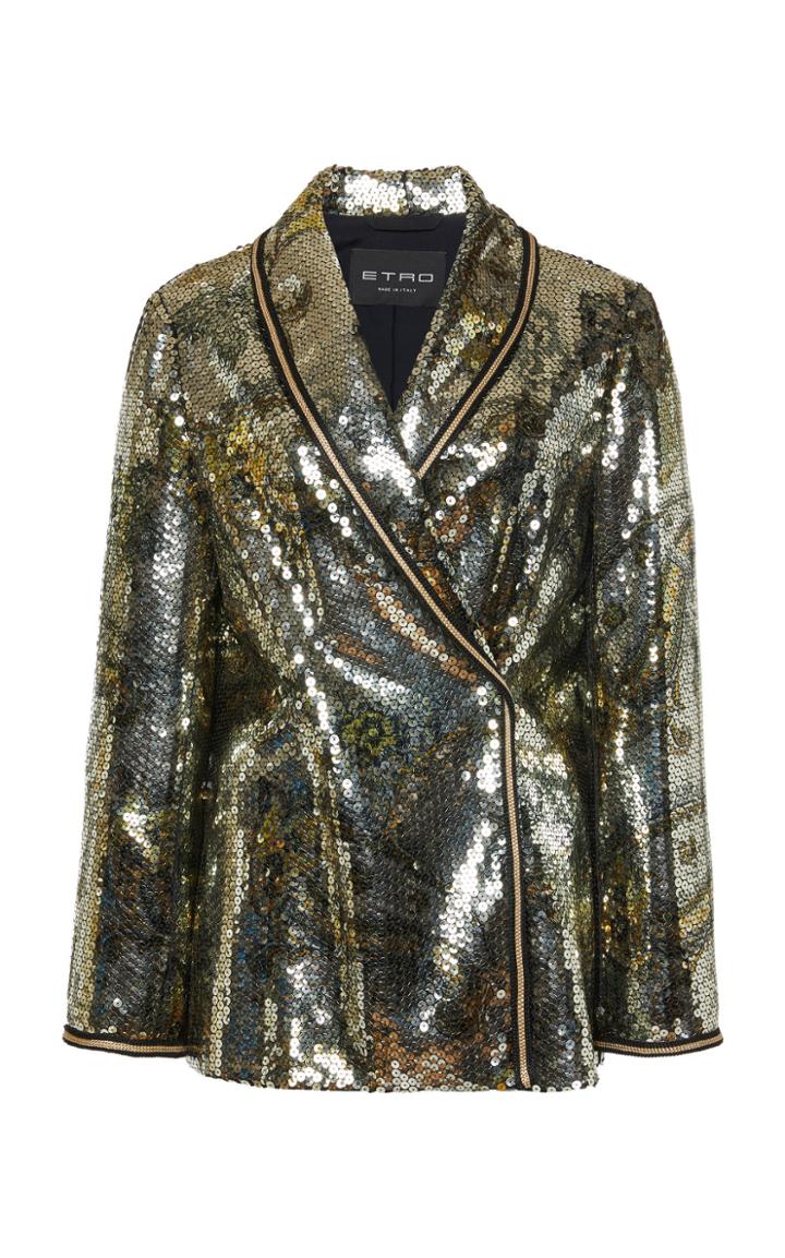 Etro Sequined Collared Tulle Blazer