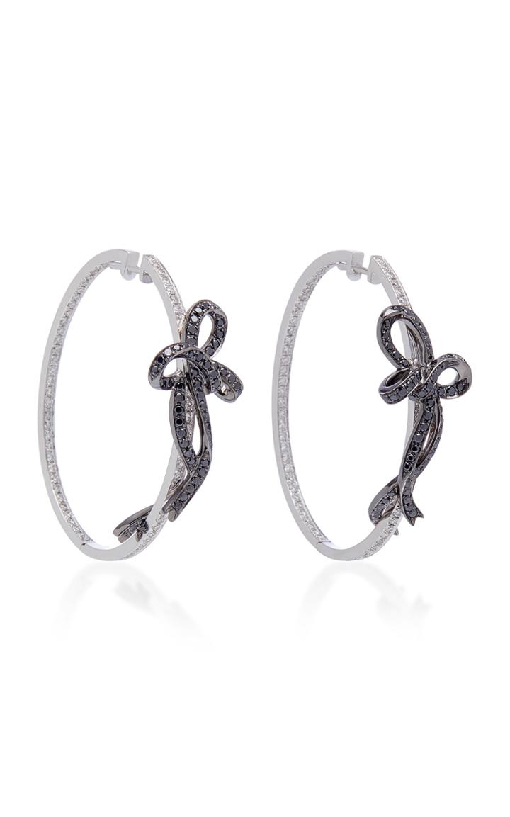 Colette Jewelry Two-tone Bow 18k White Gold Hoop Earrings