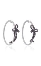 Colette Jewelry Two-tone Bow 18k White Gold Hoop Earrings