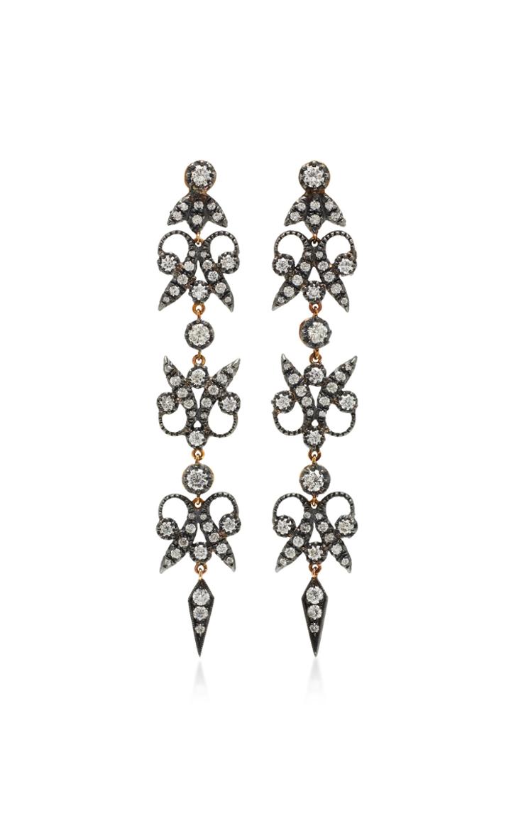 Montse Esteve Oxidized Silver, 18k Gold And Diamond Earrings