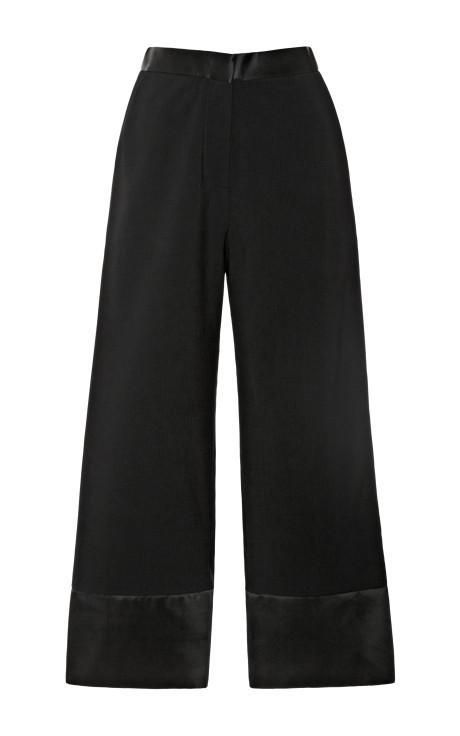 Ellery Comrade Wide-leg Cropped Tuxedo Pants Black