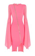 Alex Perry The Darcy Satin Crepe Zip Long Sleeve Split Lady Dress