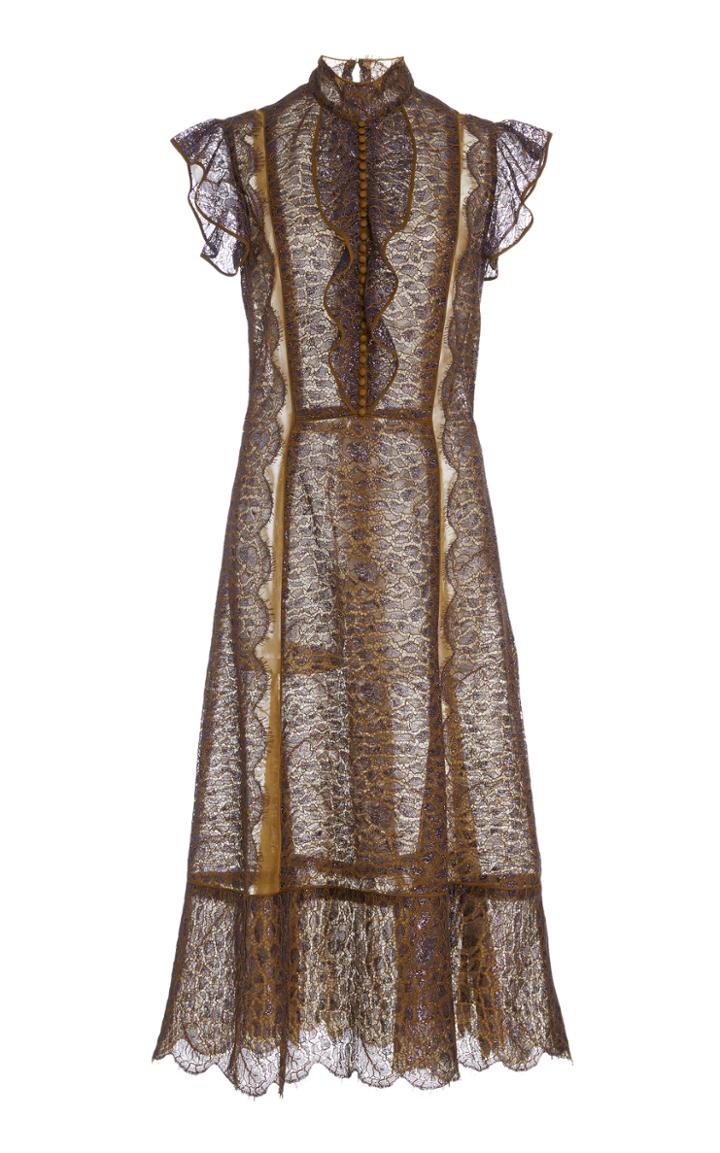 J. Mendel Metallic Lace Midi Dress