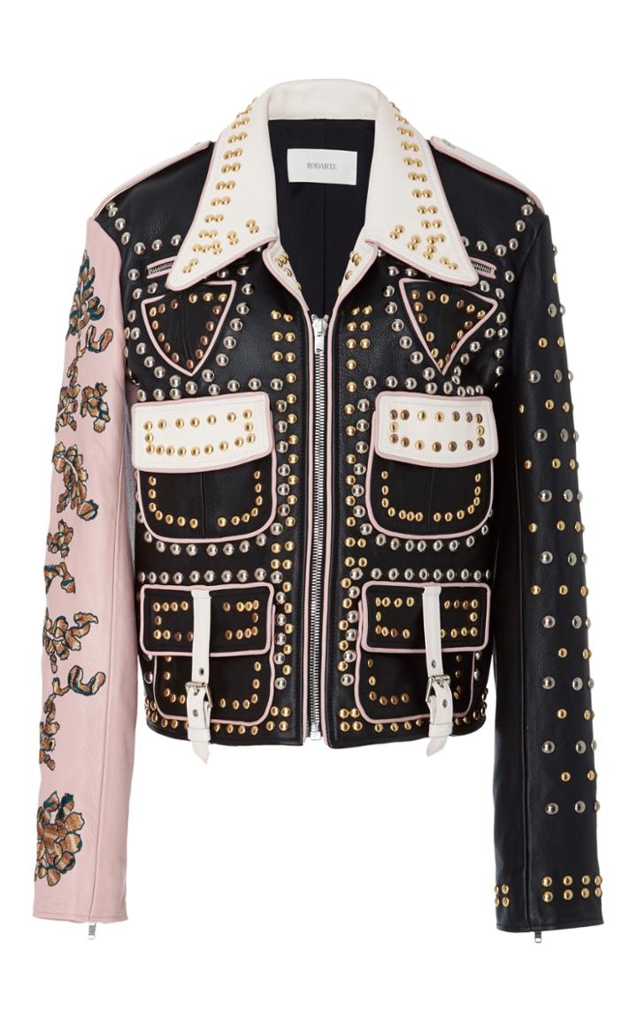 Rodarte Studded Cargo Leather Jacket