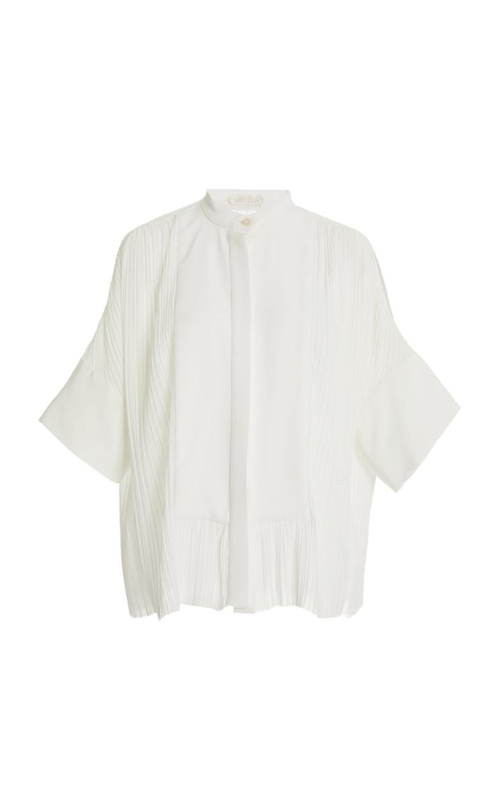 Moda Operandi Unttld Alia Crepe-trimmed Pliss Top
