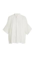 Moda Operandi Unttld Alia Crepe-trimmed Pliss Top