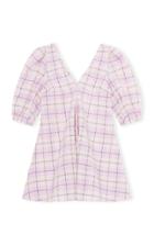 Moda Operandi Ganni Seersucker Check V-neck Mini Dress