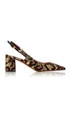 Rochas Cheetah-print Brocade Slingbacks