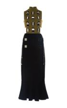 David Koma Embellished Overlay Cutout Wool Dress