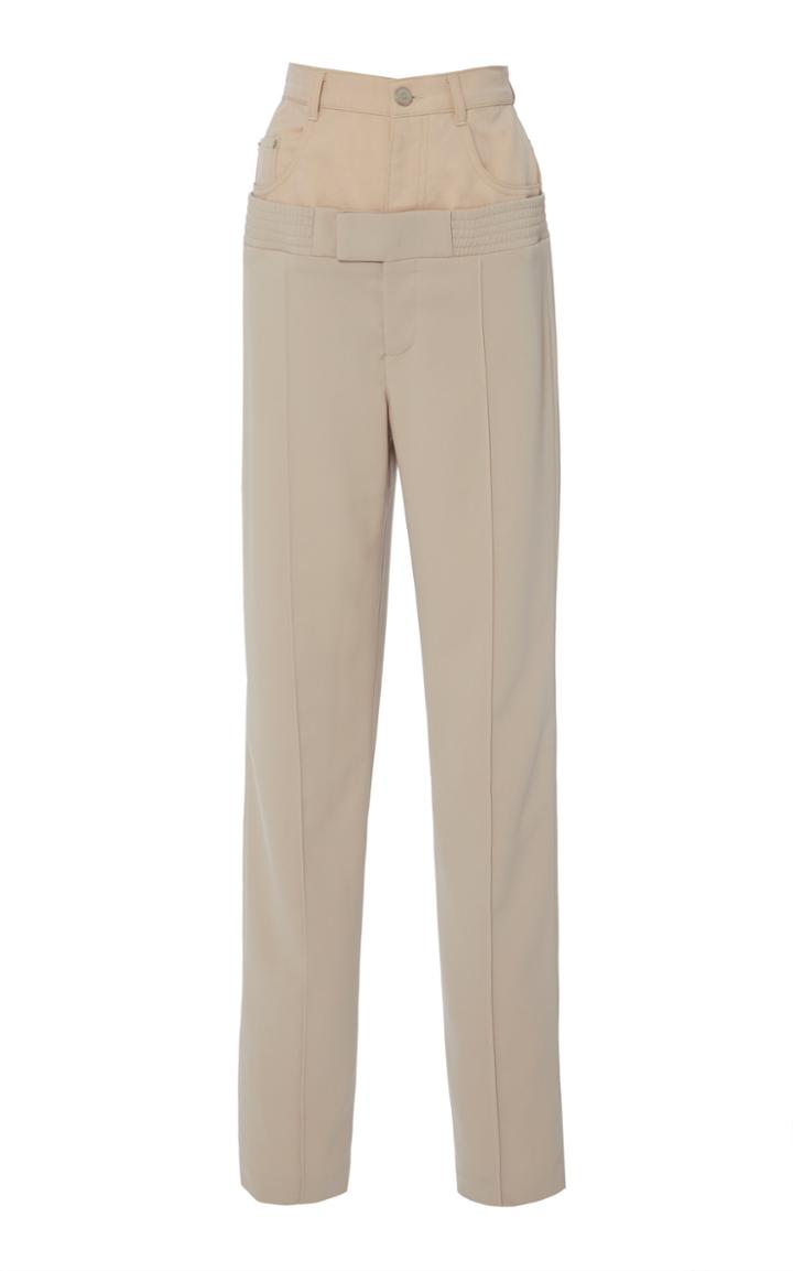 Sally Lapointe Layered Stretch Crepe Straight-leg Pants