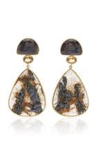 Bahina One Of A Kind Sapphire Citrine And Rutilated Quartz Earrings