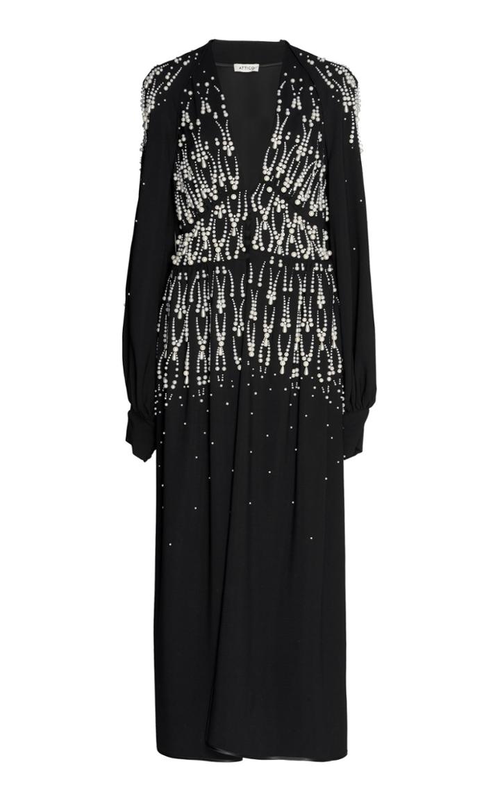 Attico Satin Pearl Embroidered Dress