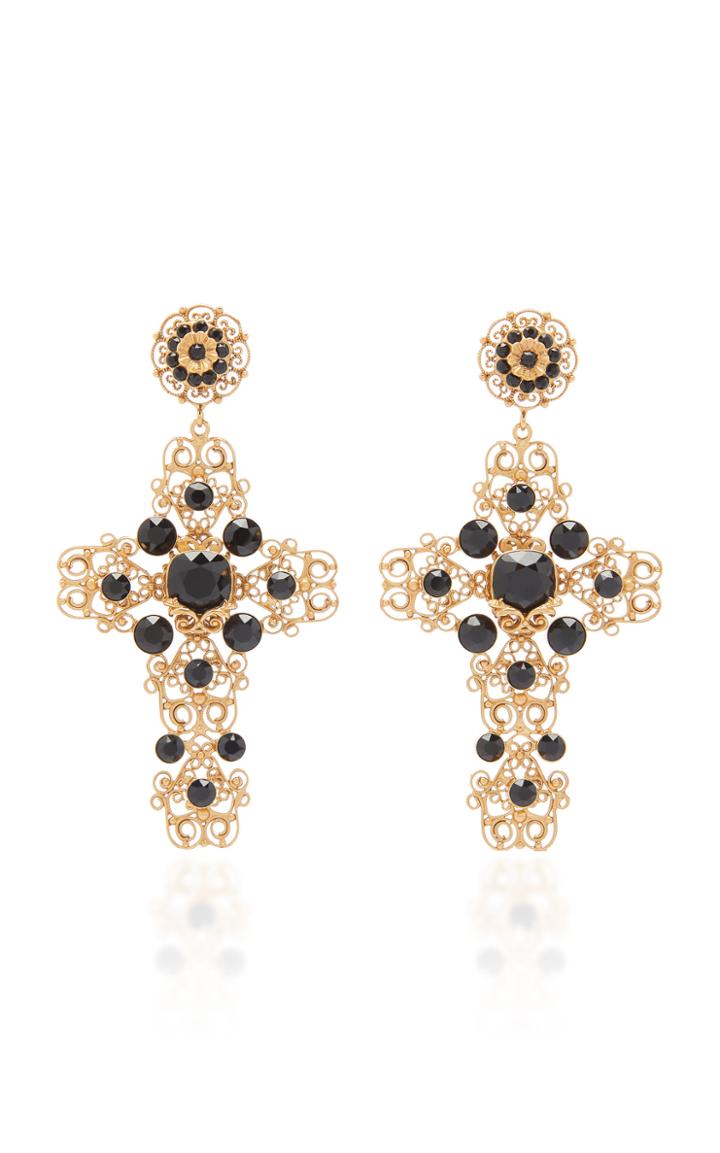 Moda Operandi Dolce & Gabbana Glass Diamond Cross Earrings