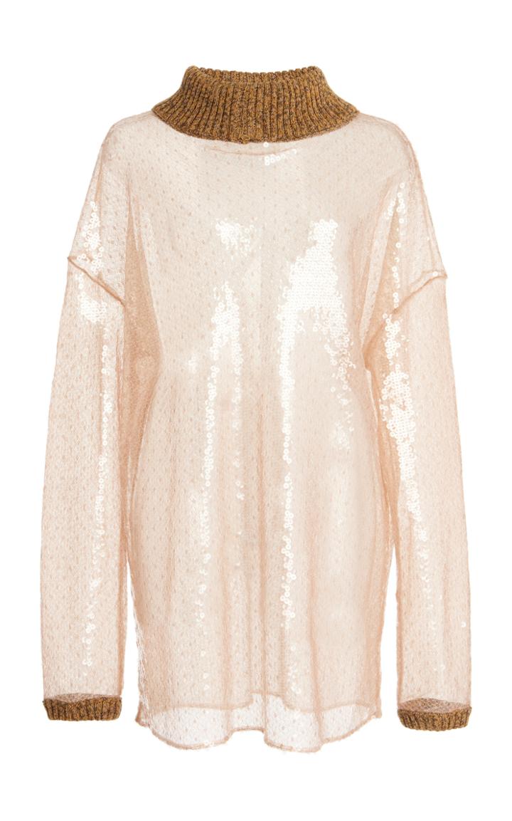 Moda Operandi Christopher Kane Sequined Knit Collar Sweater