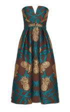 J. Mendel Pineapple Embroidered Jacquard Midi Dress