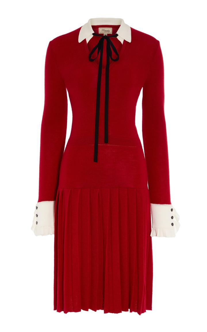 Temperley London Elsie Wool Pleated Mini Dress