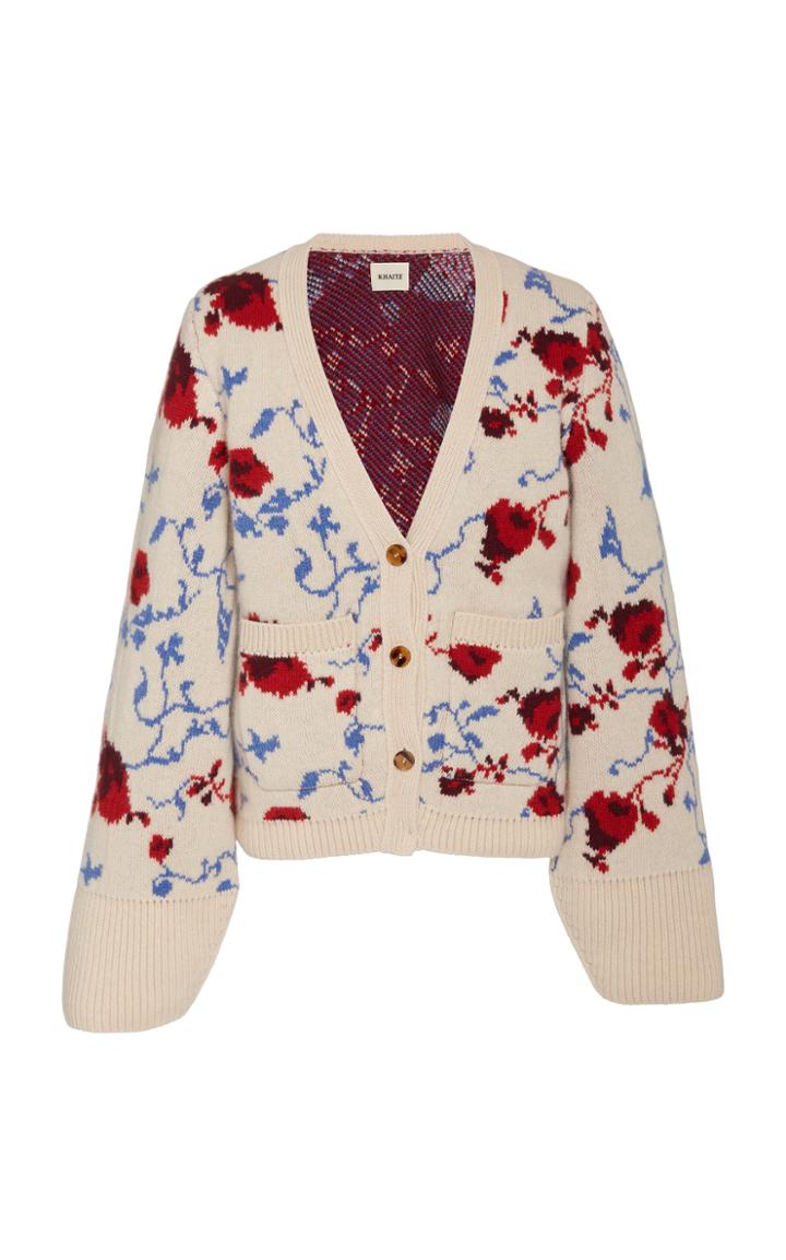 Moda Operandi Khaite Scarlet Jacquard Knit Cardigan