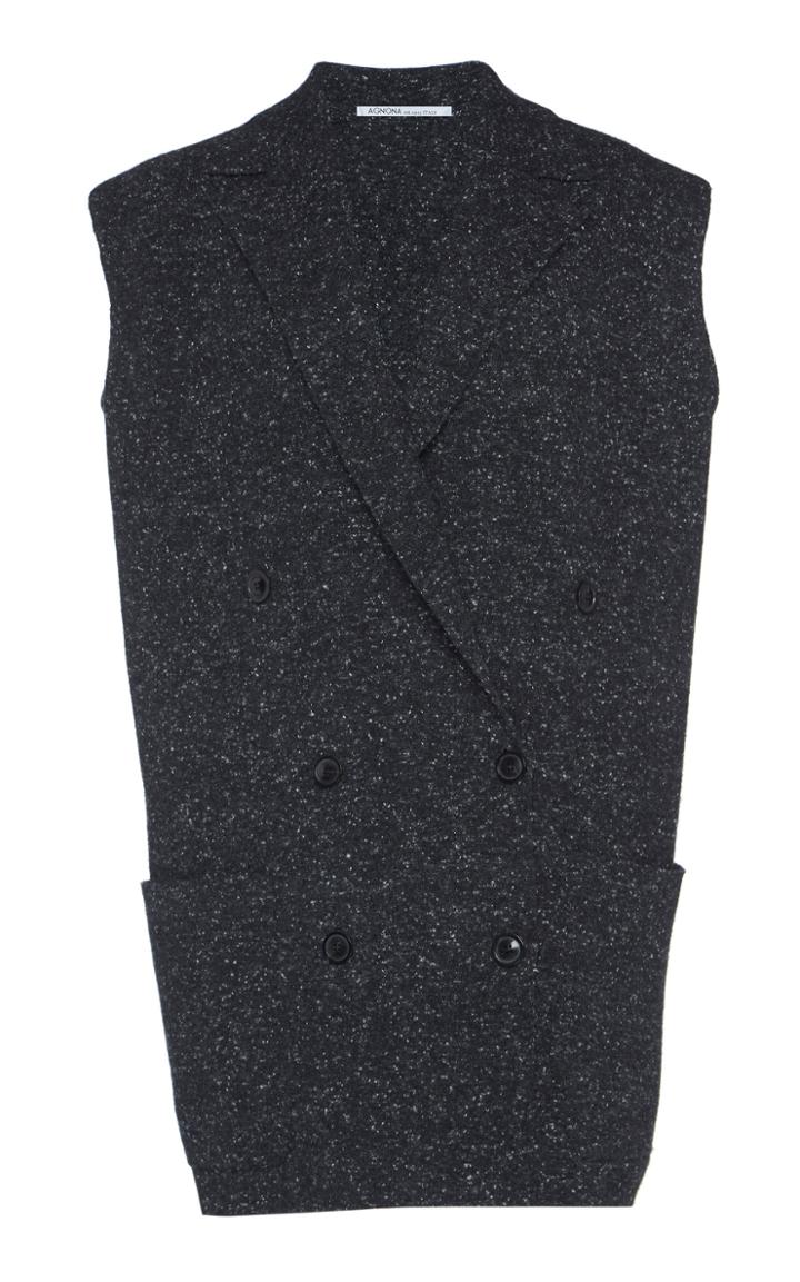 Agnona Cashmere Tweed Double Breasted Vest