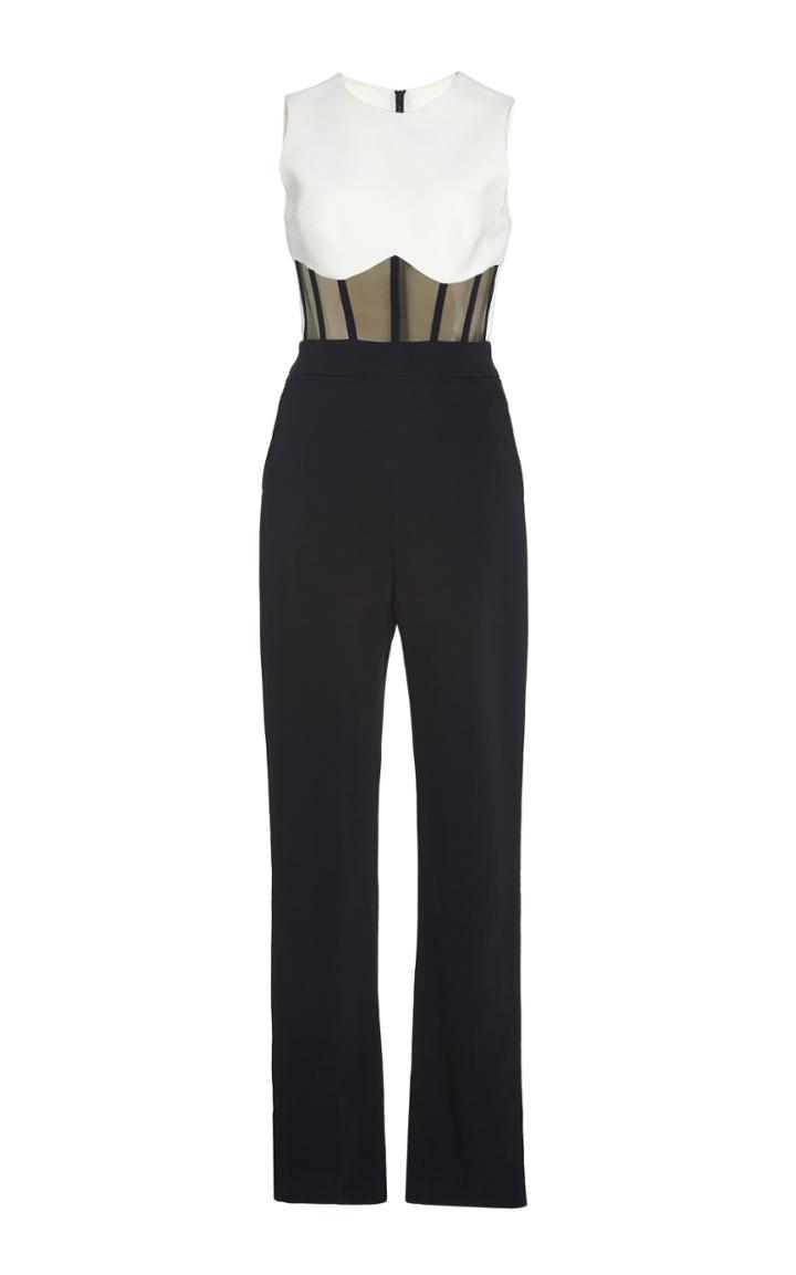 David Koma Corset Waist Tulle-trimmed Jumpsuit